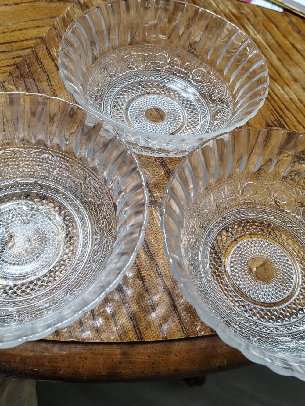 three vintage retired Kig Indonesia glassware bowls